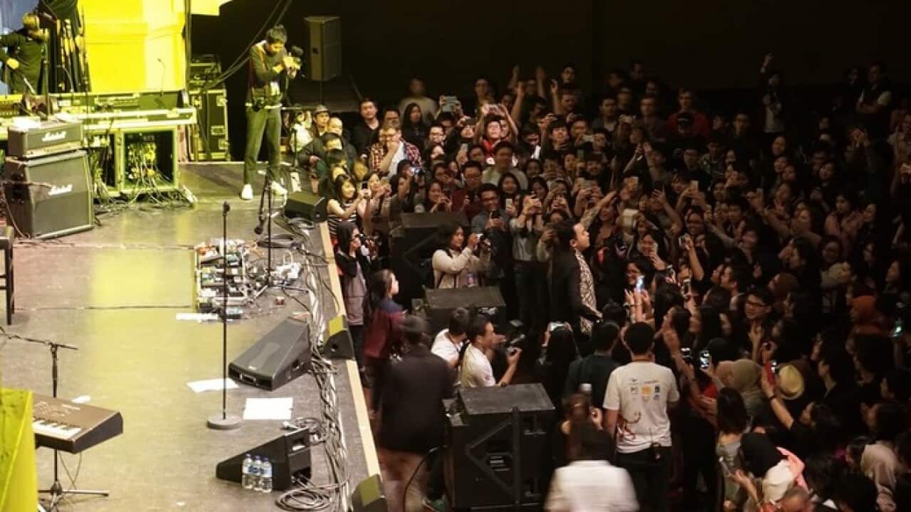 Tulus, who will appear at this year's Soundsekerta, serenades the crowd at Melbourne Town Hall in September 2015.