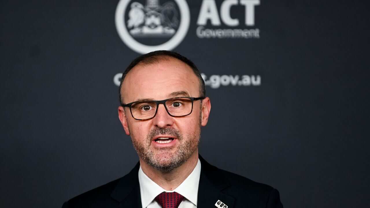 ACT Chief Minister Andrew Barr speaks to the media during a COVID-19 update  in Canberra, Tuesday, September 14, 2021.