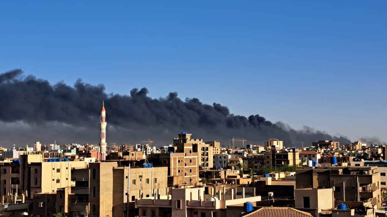 Smoke rises during ongoing clashes in Khartoum, Sudan