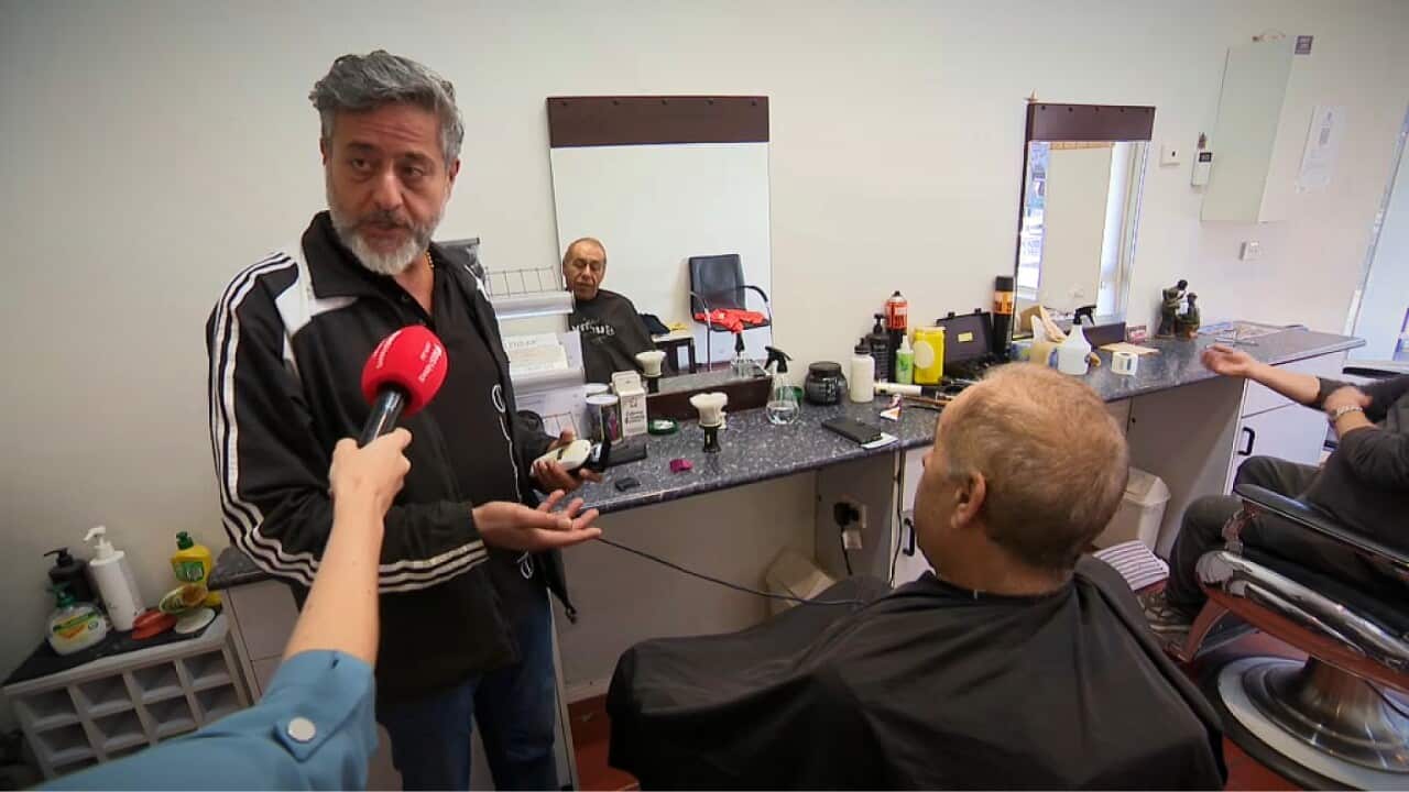 Western Sydney barber Salim Mawad talks to SBS about the Lebanon election (SBS).jpg