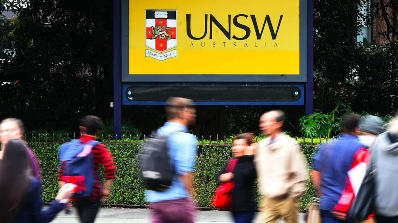 Students enter the University of New South Wales (UNSW) in Sydney.