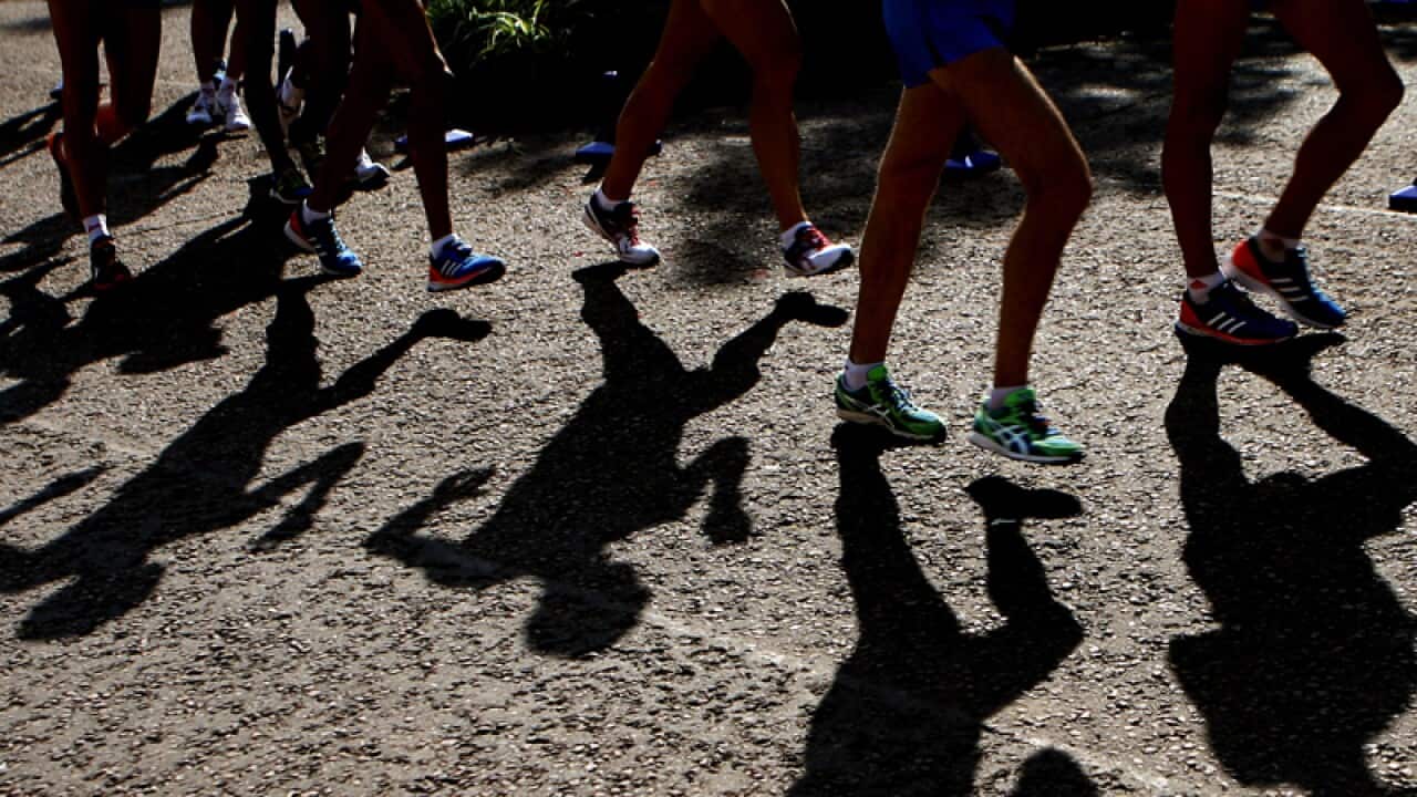 Participants in a 50km race walk