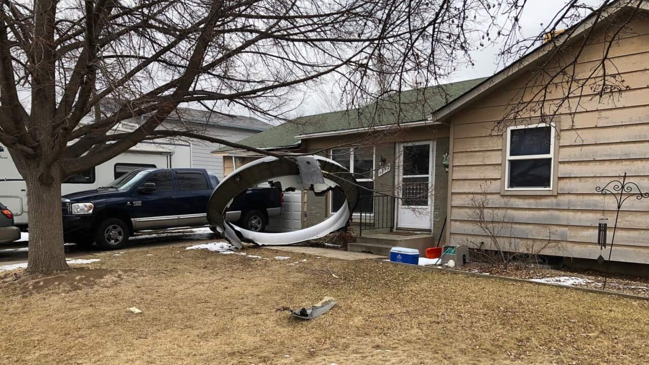 Debris from the Boeing 777-200 plane in Broomfield, Colorado
