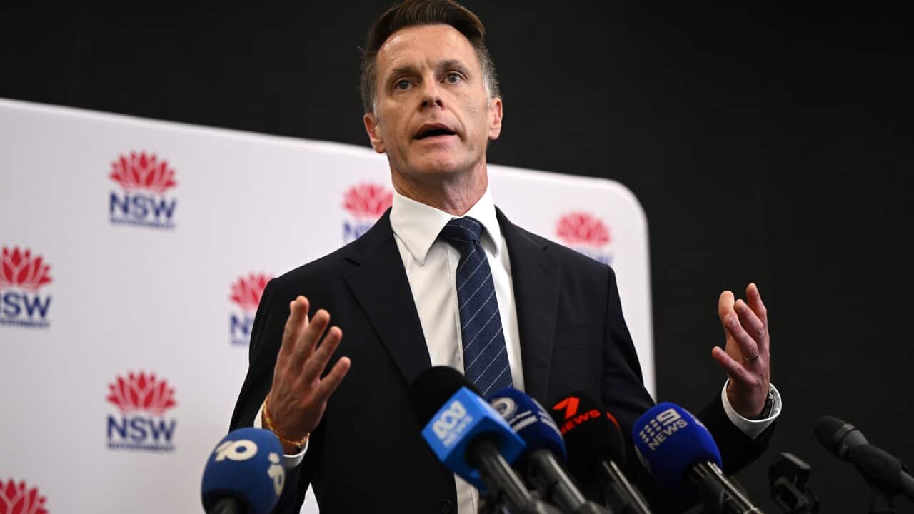 NSW Premier Chris Minns speaks to media during a press conference at NSW Parliament in Sydney,