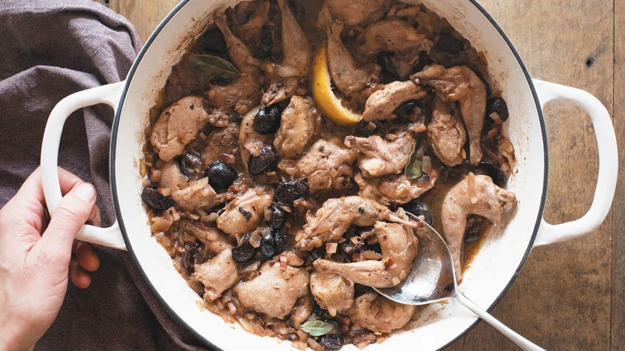 Quail with pancetta, olives and Marsala (quaqlie in umido)