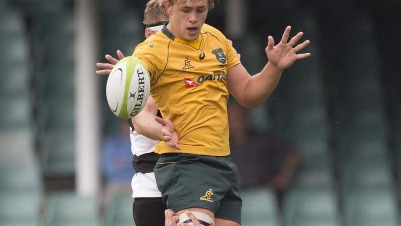 A file image of rugby player Ned Hanigan of the Wallabies in action.