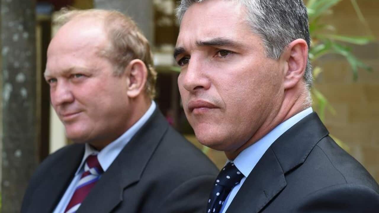 KAP MPs Shane Knuth and Rob Katter at a press conference in 2015.