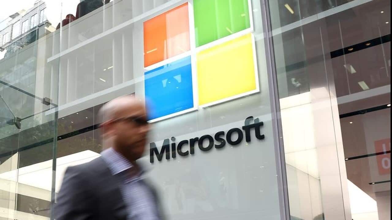 Microsoft logo on storefront