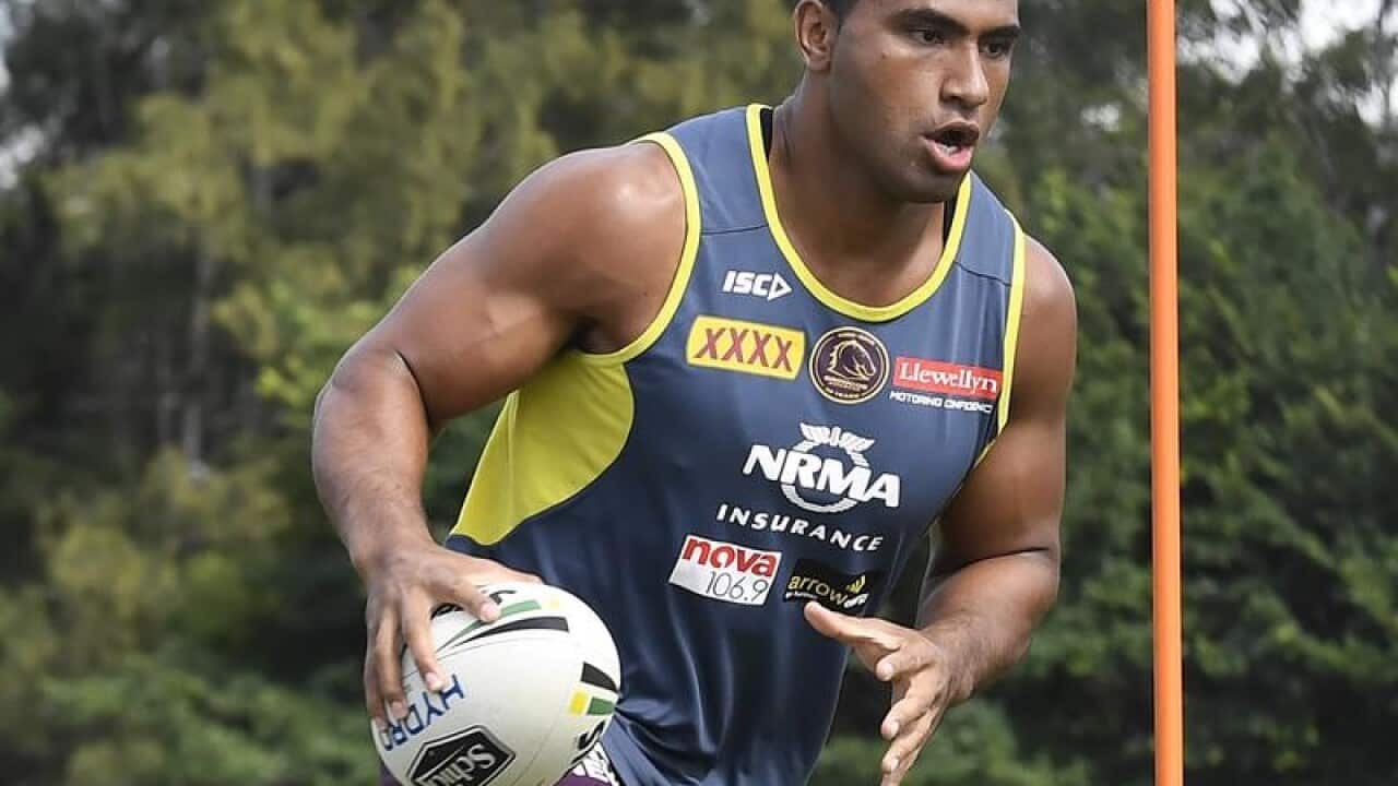 Tevita Pangai junior during the Brisbane Broncos training session.