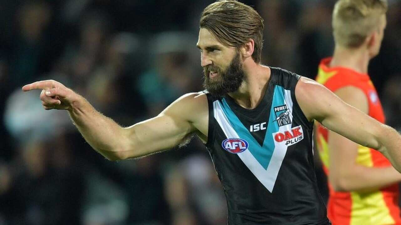 Justin Westhoff of the Power celebrates.