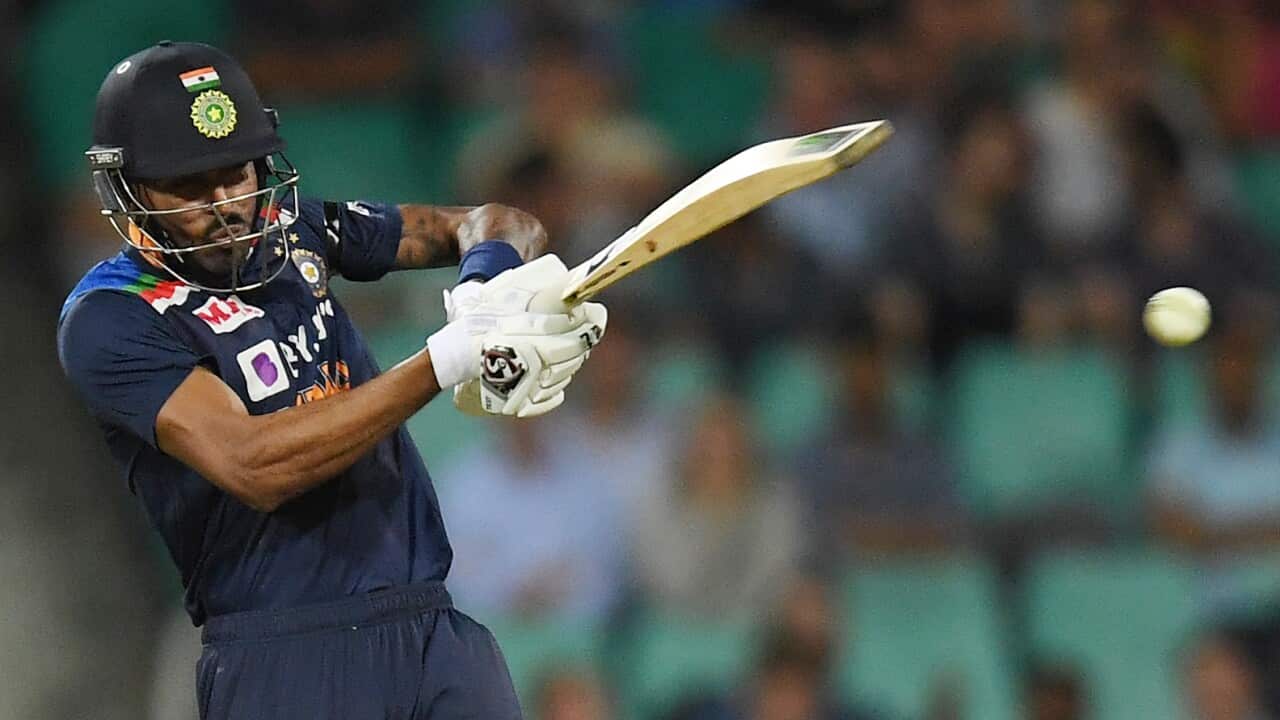 Hardik Pandya of India during the first ODI cricket match between Australia and India at the SCG in Sydney, Friday, November 27, 2020.