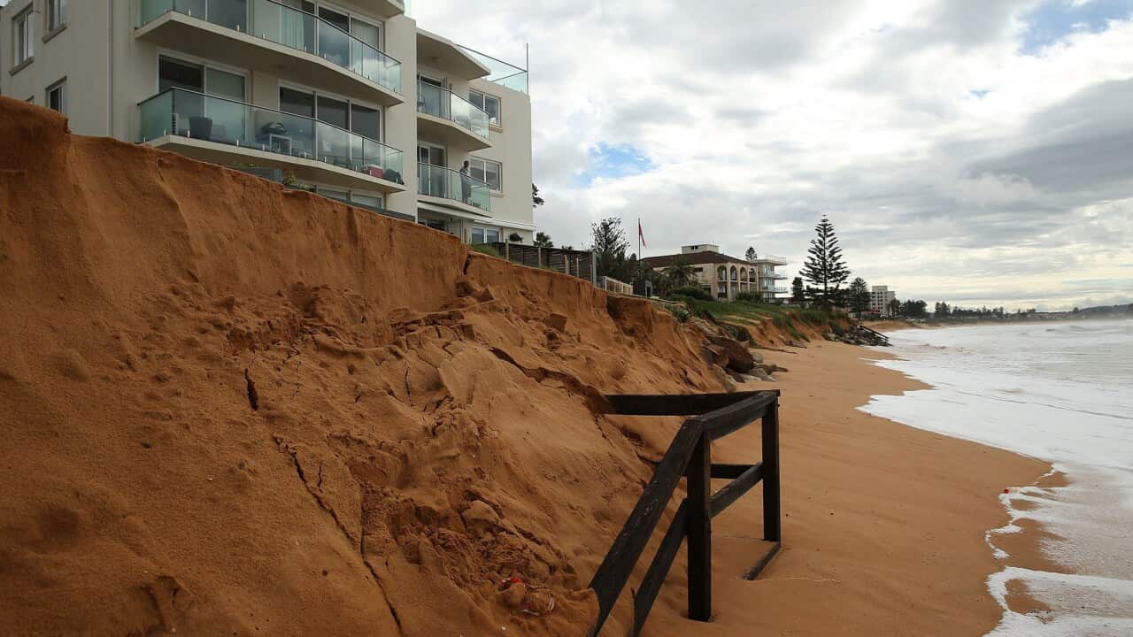 Coastal erosion at Narrabeen beach NSW after a storm in 2015