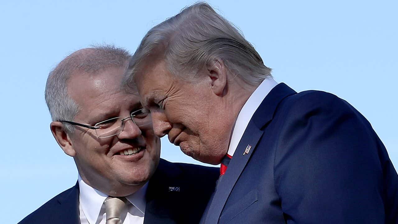 US President Donald Trump welcomes Prime Minister Scott Morrison to the White House.