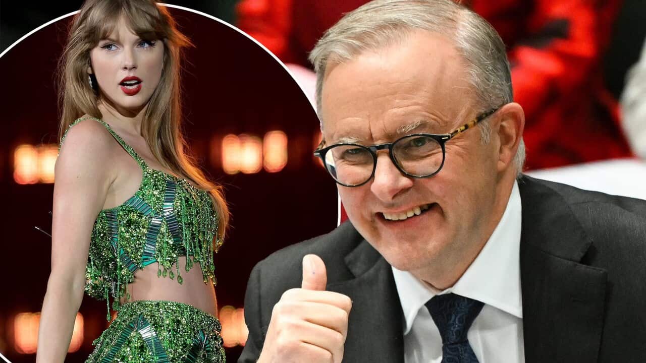 Anthony Albanese has attempted a viral TikTok dance Taylor Swift's The Fate of Ophelia at Nova 100 studios in Melbourne.