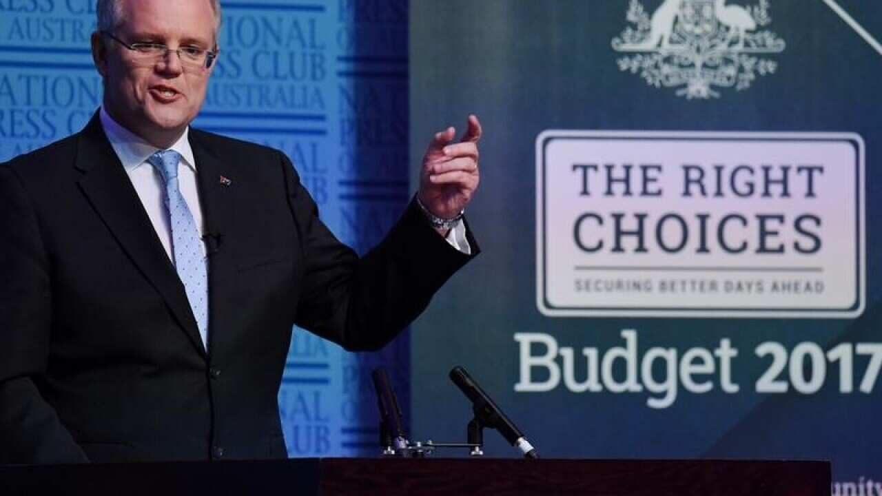 Treasurer Scott Morrison speaks at Parliament House Great Hall.