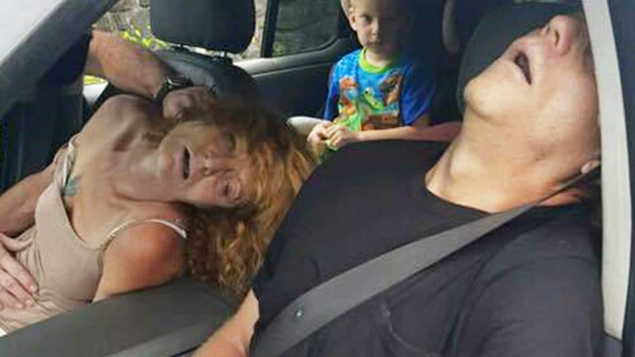 Photo released by the US Police Department of a couple overdosed