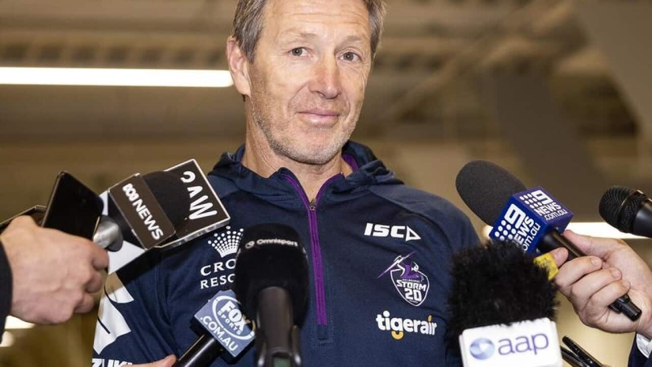 Melbourne Storm Coach Craig Bellamy speaks to the media.