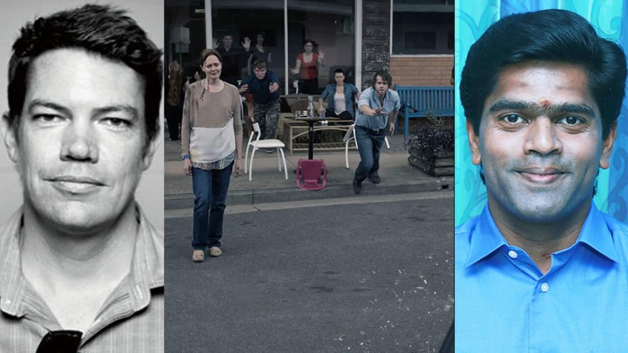 Liam Connor (L); Scene from Inverse (2014); Shankar Jayapandian (R)