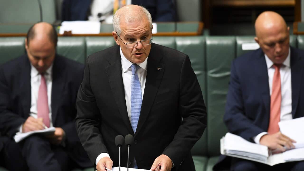 Prime Minister Scott Morrison speaks during House of Representatives Question Time