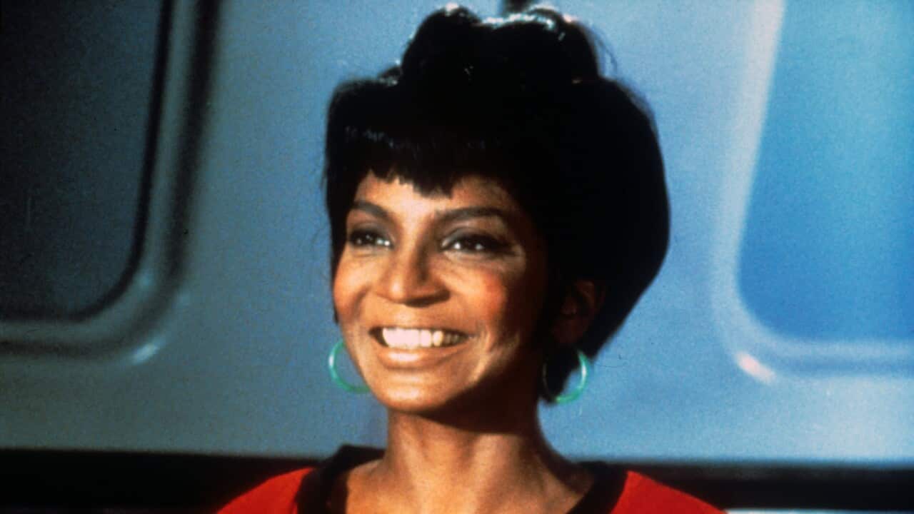 Nichelle Nichols on set for Star Trek