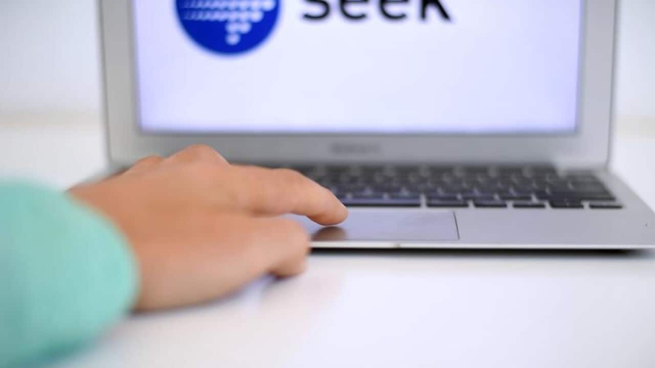 Seek logo on computer screen.