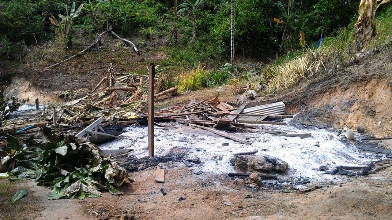 Burnt squatters camp in The Solomon Islands