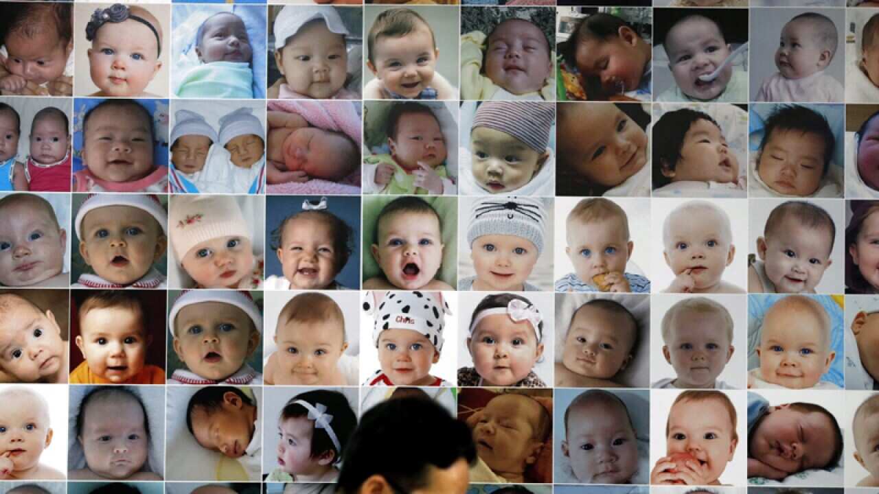 babies used as advertisement at a fertility and genetic clinic