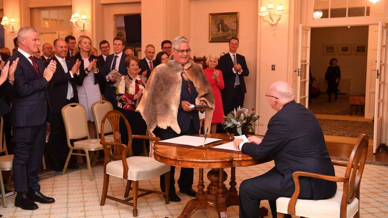 Ken Wyatt is sworn in by Governor General Sir Peter Cosgrove as indigenous affairs minister.