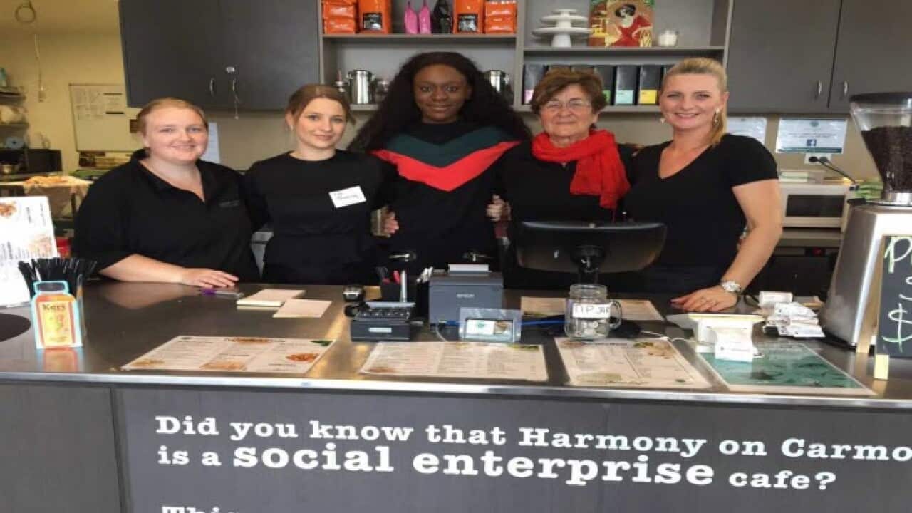 Pemba and her former colleagues at the Harmony on Carmody cafe