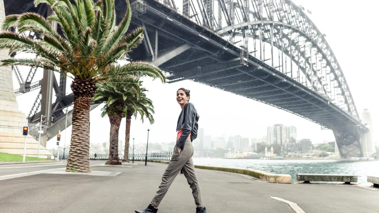 Indian woman in the city of Sydney downtown