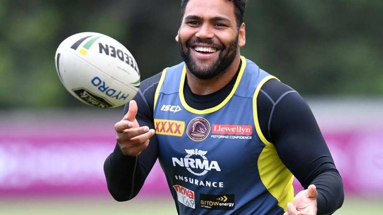 Sam Thaiday is seen during Brisbane Broncos training