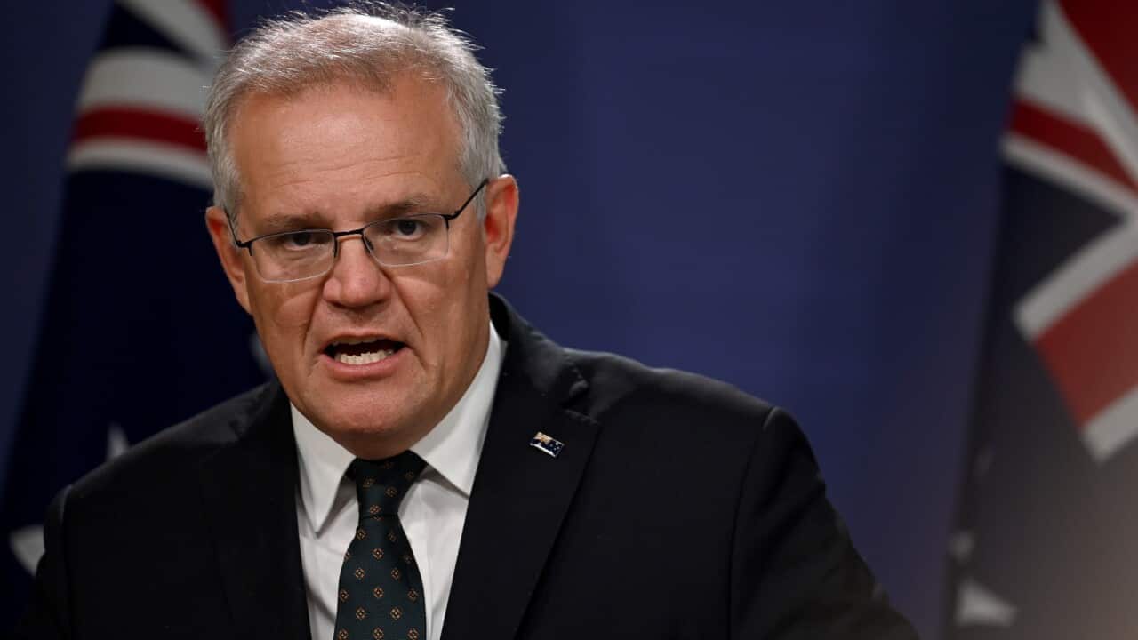 Prime Minister Scott Morrison speaks to the media during a press conference at the CPO in Sydney, Wednesday, February 23, 2022