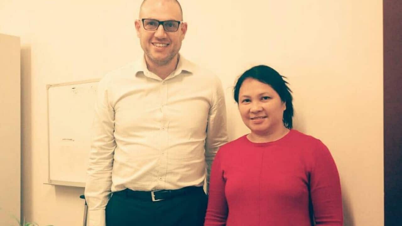 Juliet Buenaobra with lawyer