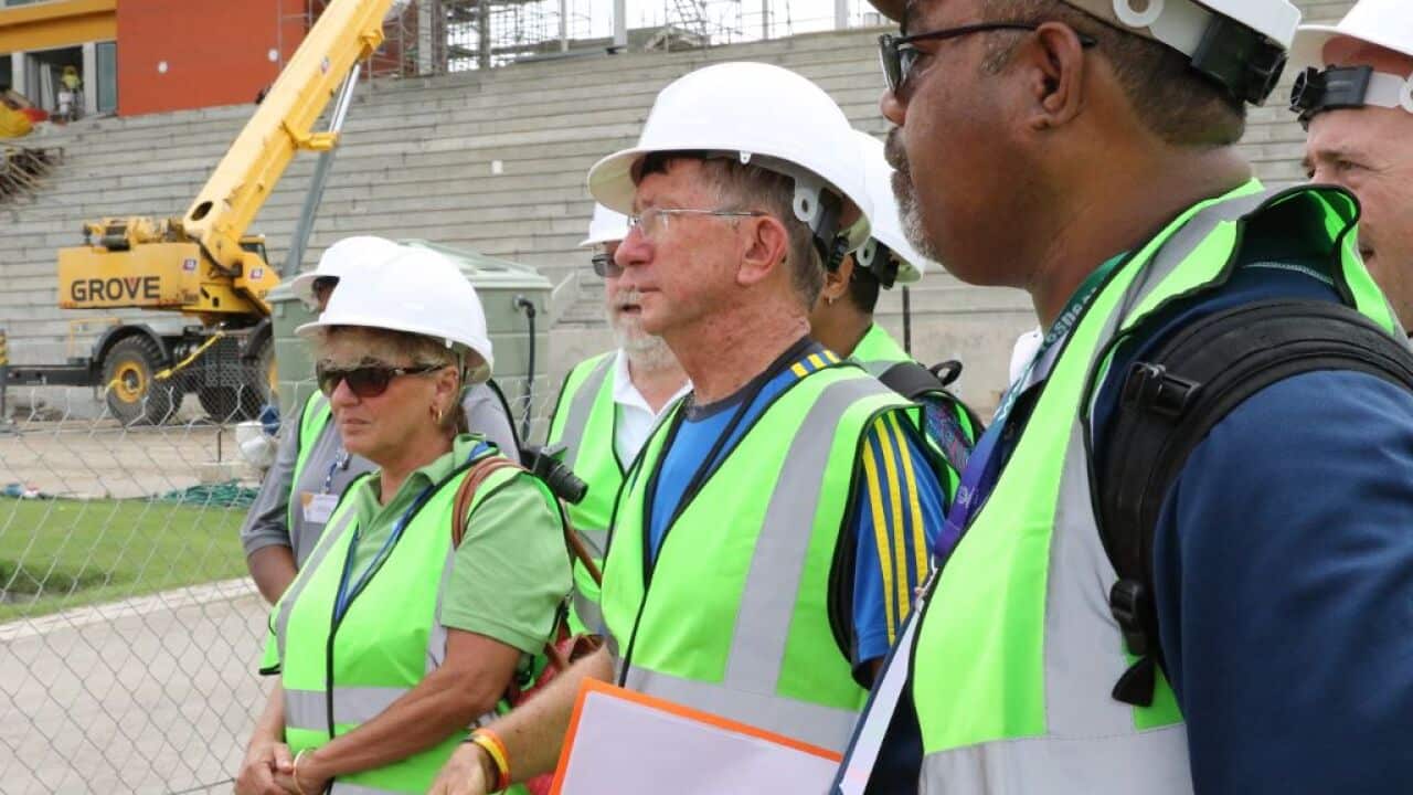 The Sir John Guise Stadium under construction ahead of the 2015 Pacific Games