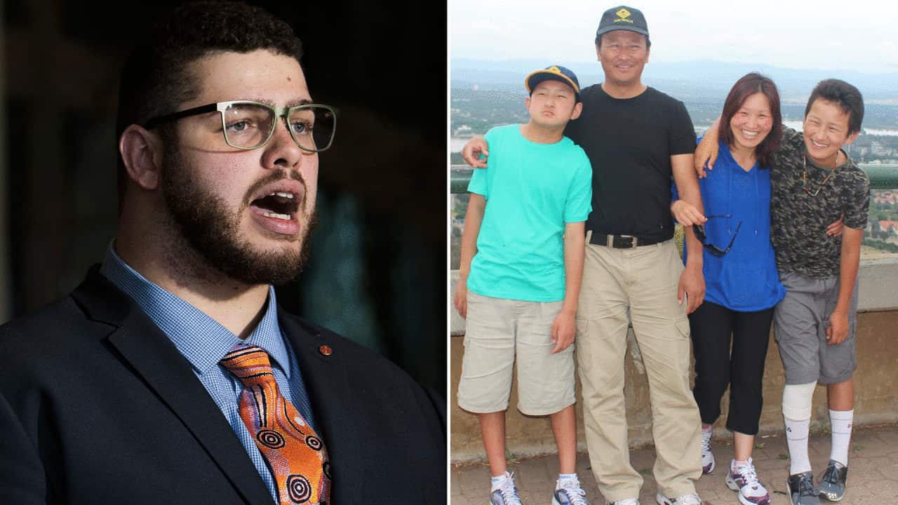 Senator Jordon Steele-John and the Wangchuk family.