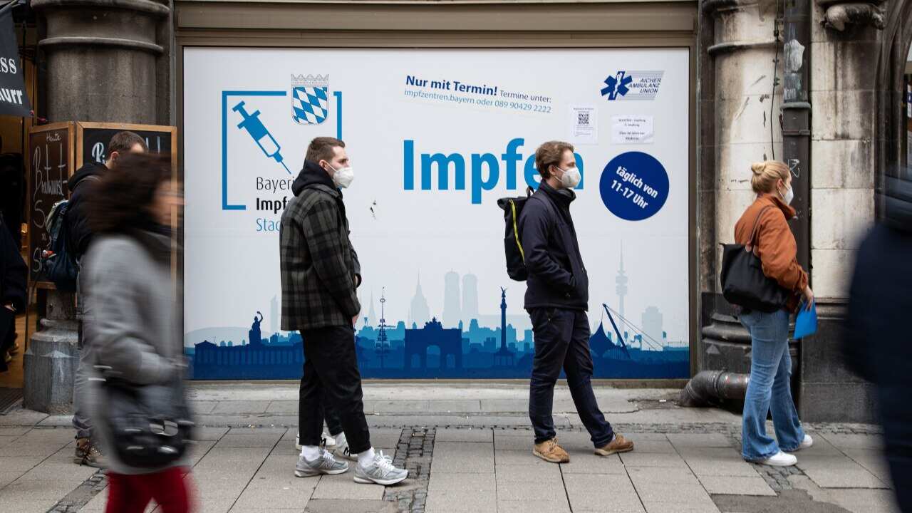 People get vaccinated in Munich, Germany on January 20, 2022