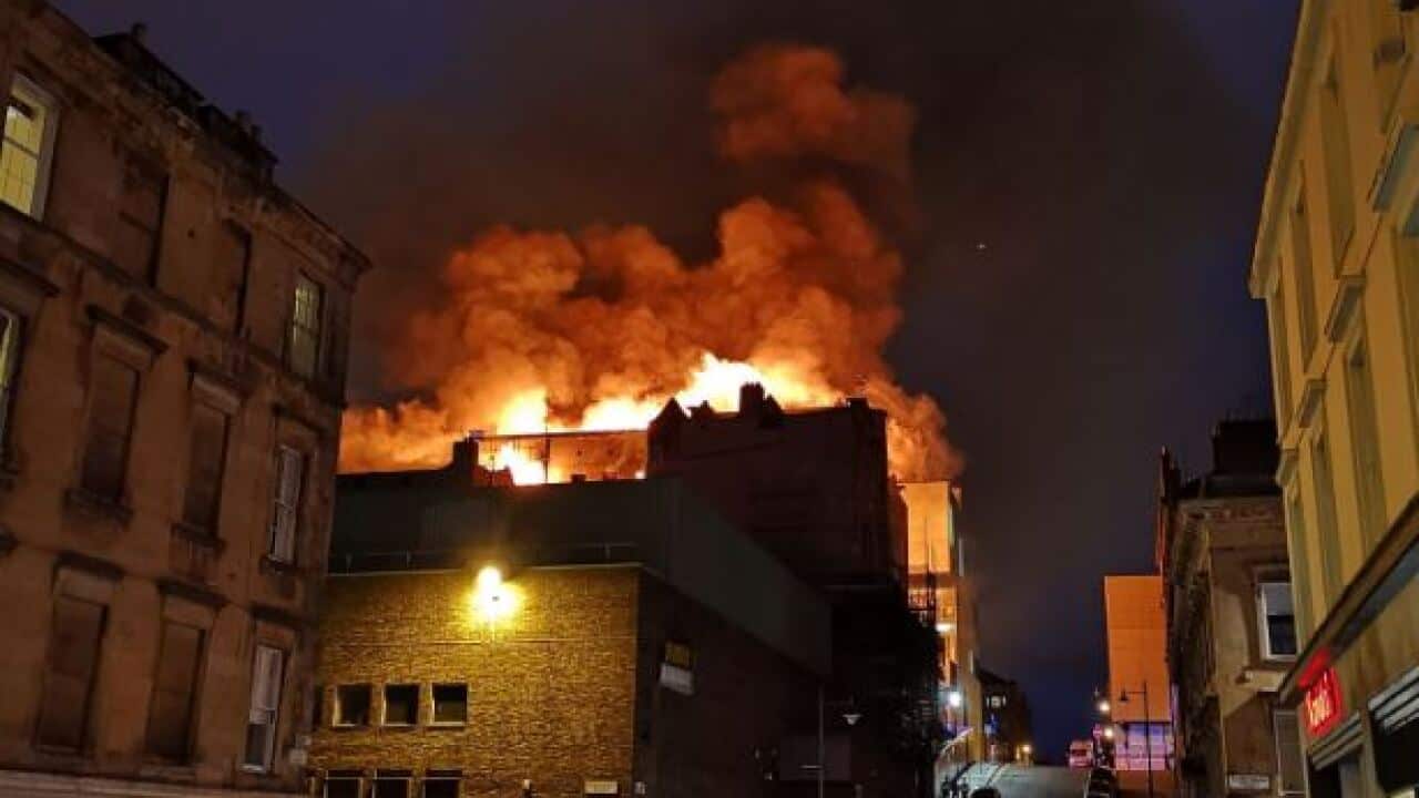 Images on social media show the blaze ravaging the historic building.