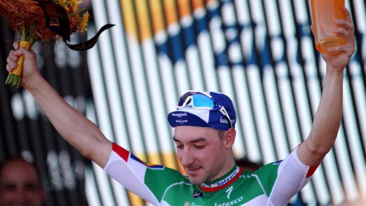 Elia Viviani winner of stage 1of the Tour Down Under in Adelaide.