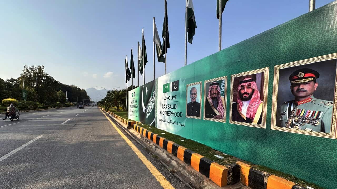 Flags and billboards in Islamabad after Pakistan and Saudi Arabia sign strategic defense agreement