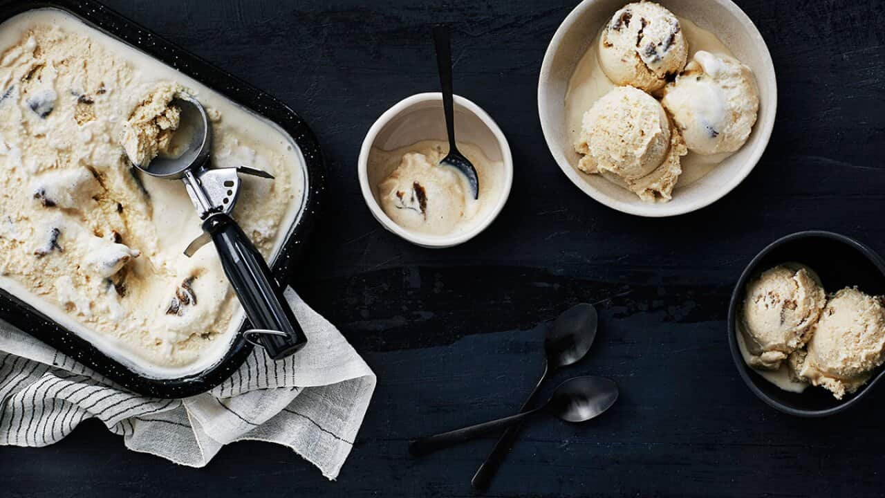 Caramelised Fuji and Calvados ice-cream