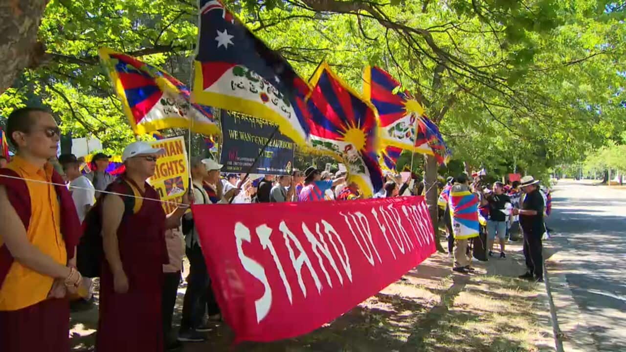 Tibetan Uprising Rally protesters in Canberra.