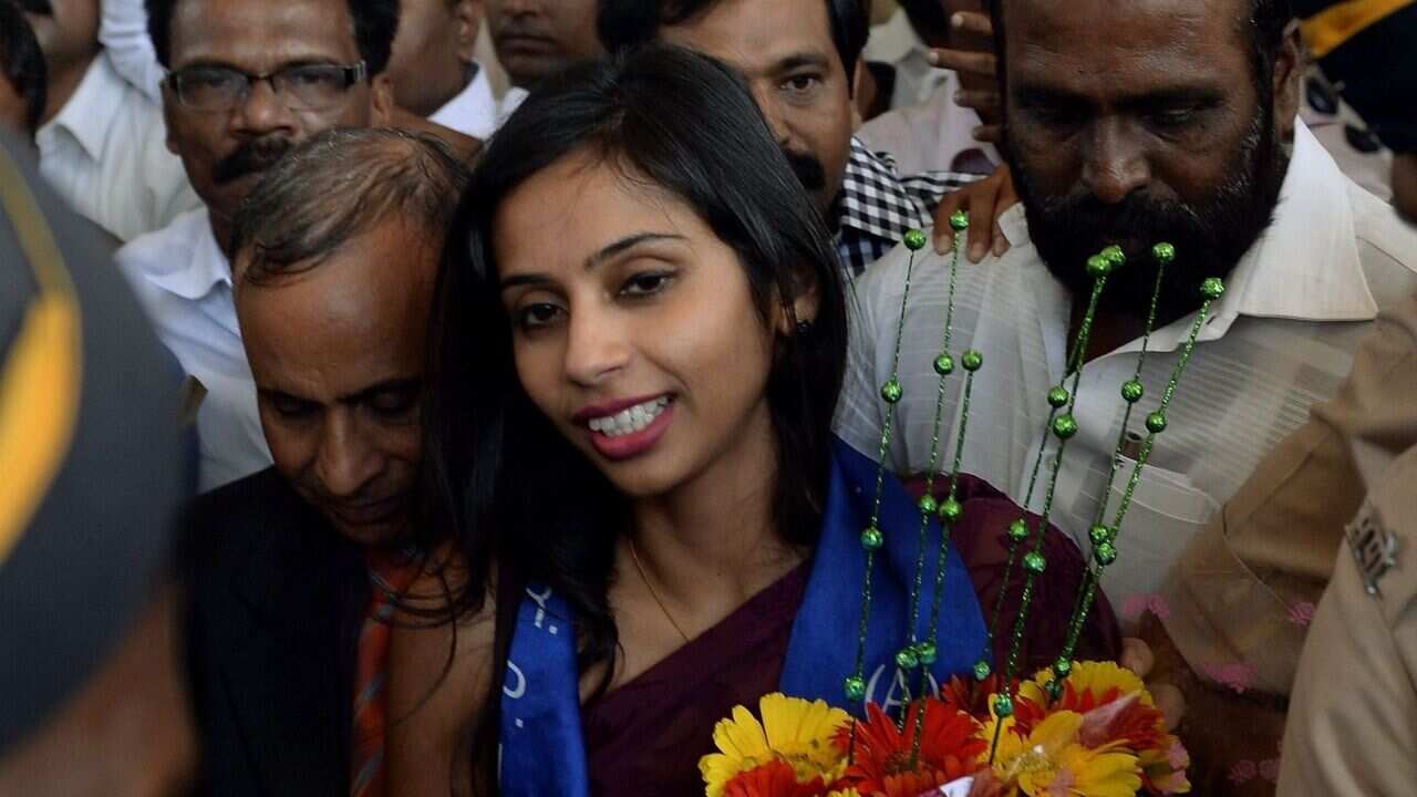Indian diplomat Devyani Khobragade arrives back at Mumbai airport - AAP-1.jpg