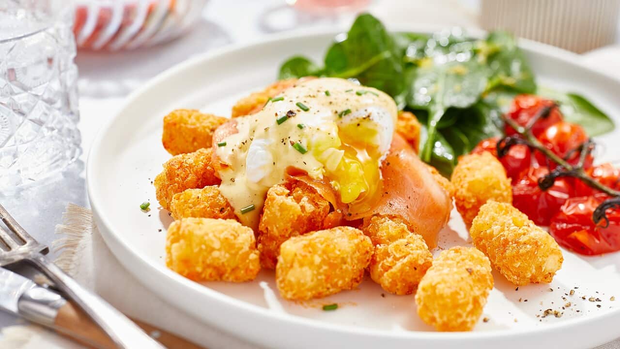 Potato nugget eggs benny