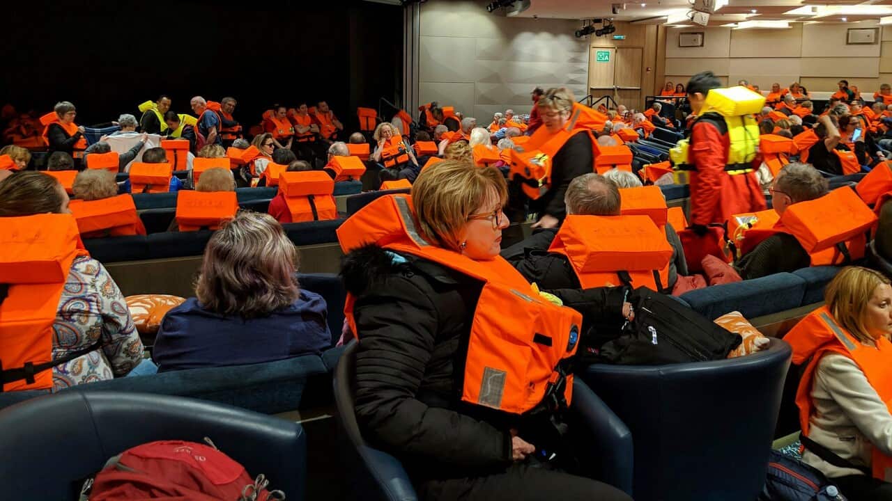 Passengers on board the Viking Sky waiting to be evacuated off the coast of Norway.
