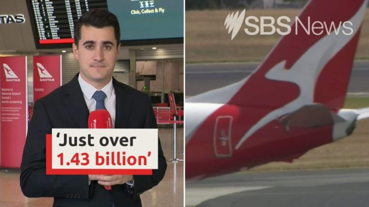 Journalist presents story on Qantas' post-COVID profits.