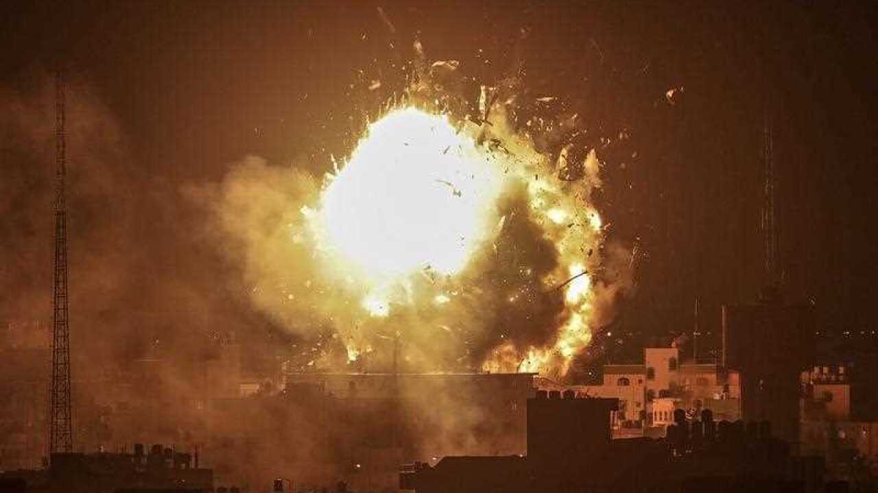 The Al-Aqsa channel, which belongs to Hamas, is struck by a direct hit from an Israel air strike.