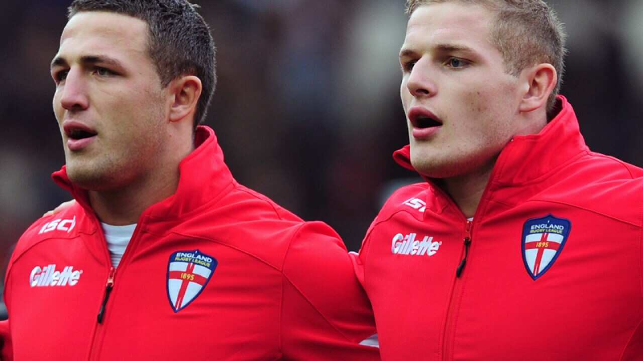 England's Sam Burgess (L) and his brother George Burgess