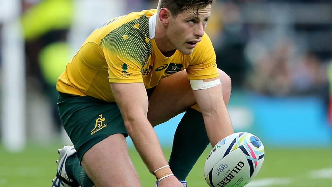 Australia's Bernard Foley lines up a kick