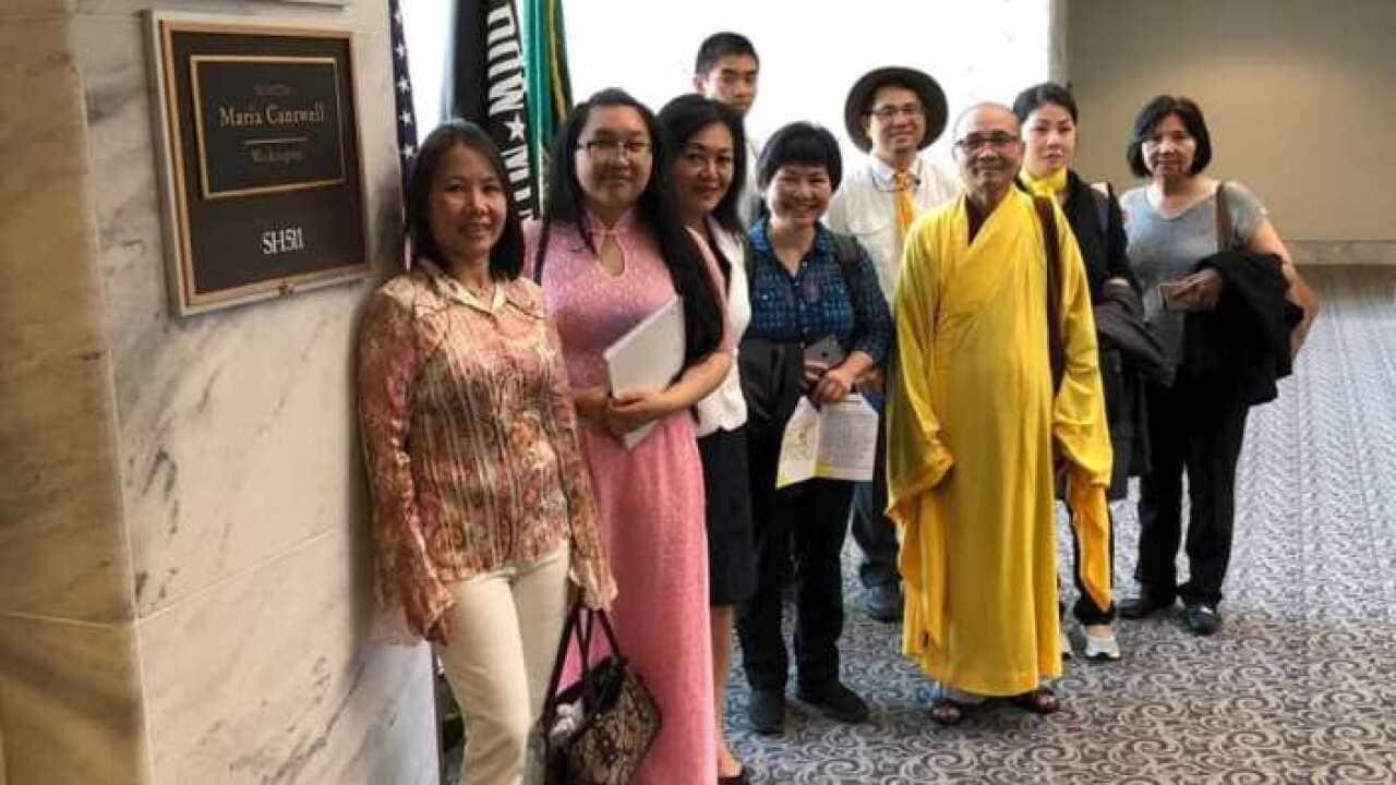 An activist group with TT Thich Vinh Phuoc attending Vietnam Advocacy Day 2019 in Washington DC