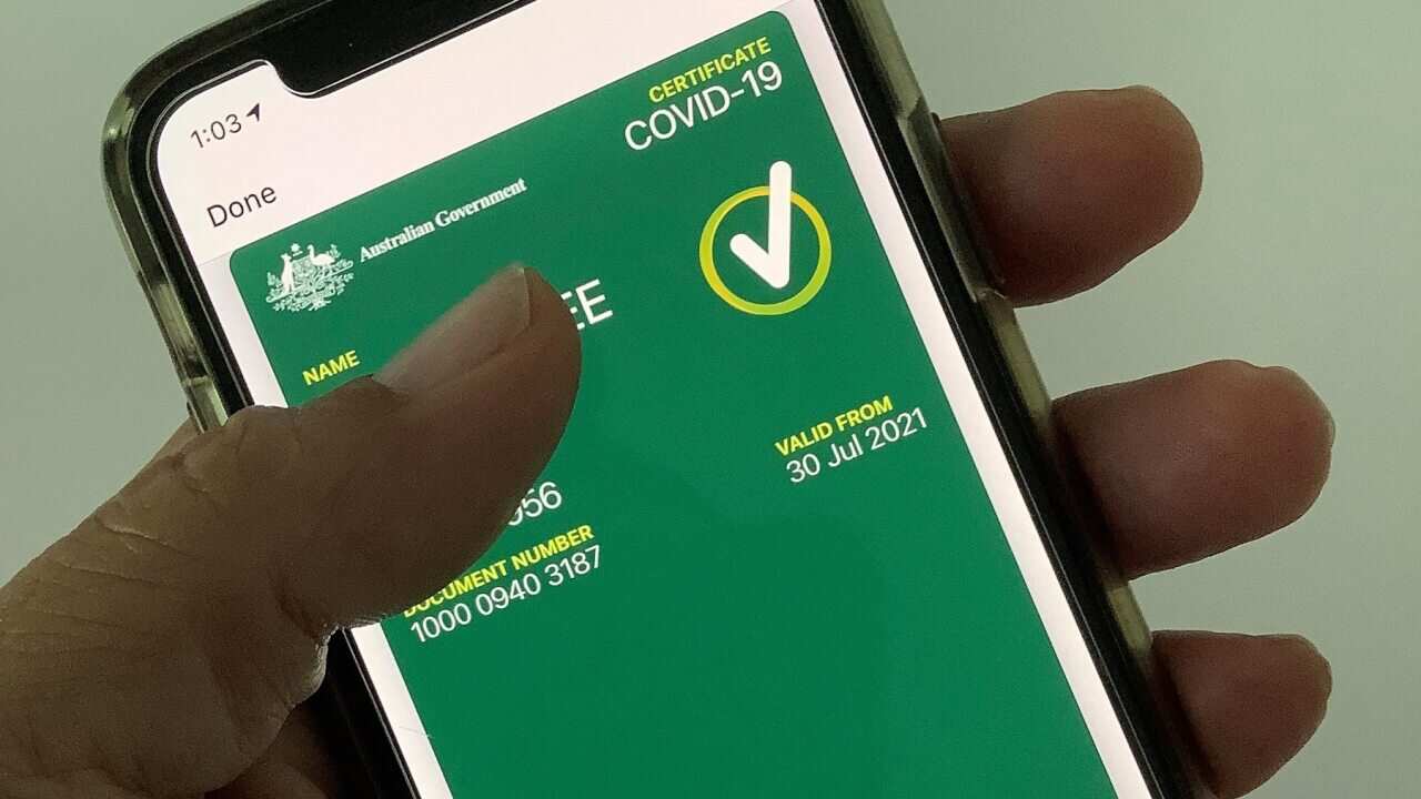 A typical COVID-19 vaccination certificate on a mobile phone